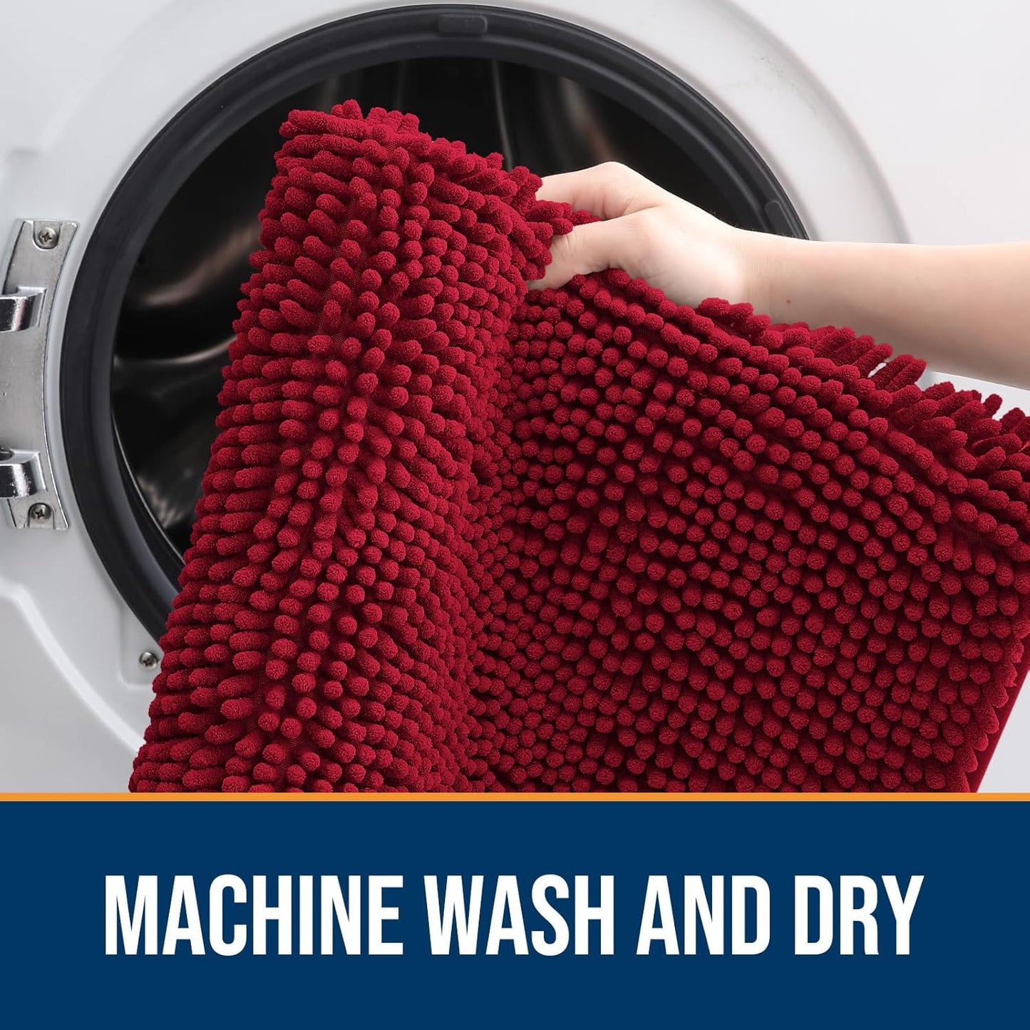 OLANLY Dog Door Mat for Muddy Paws 30x20, Absorbs Moisture and Dirt, Absorbent Non-Slip Washable Doormat, Quick Dry Chenille Mud Mat for Dogs, Entry Indoor Entryway Carpet for Inside Floor, Red