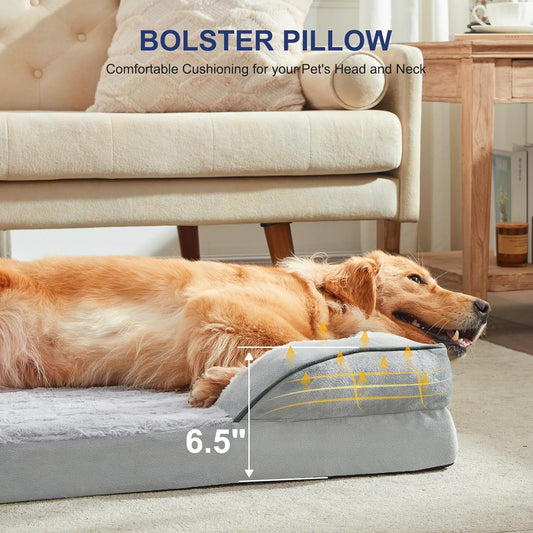 FURTIME Orthopedic Dog Bed for Small Dogs - Waterproof Dog Sofa Beds Small, Supportive Foam Pet Couch Bed with Removable Washable Cover, Waterproof Lining and Nonskid Bottom, Light Grey