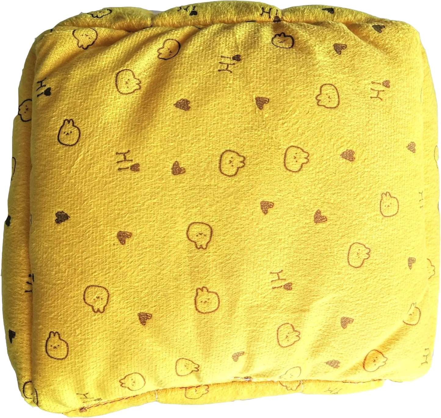 WOWOWMEOW Guinea-Pigs Bed,Hamster Bed,Small Animals Warm Hanging Cage Cave Bed (L, Heart-Yellow)