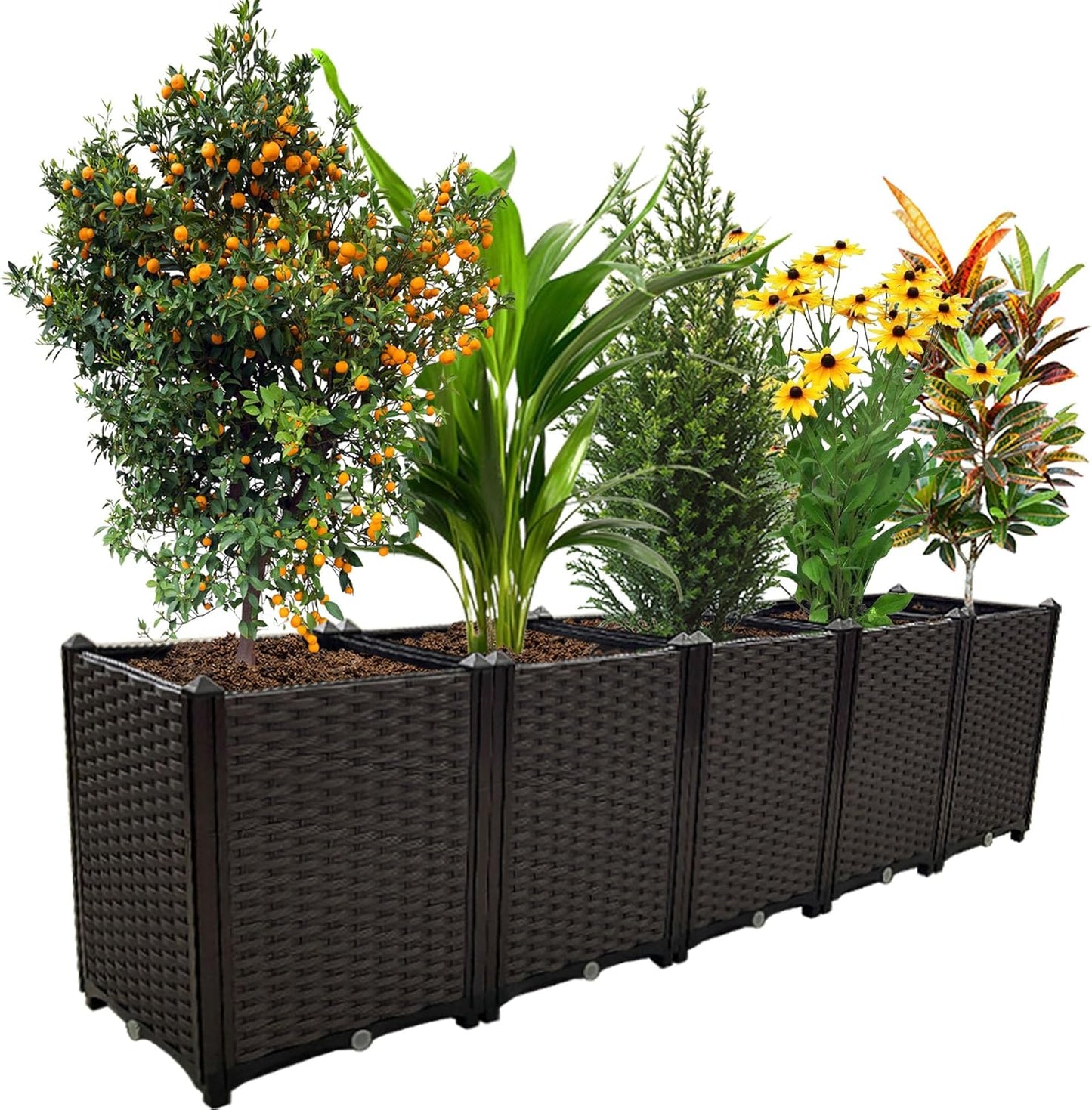 Large Planters for Outdoor Plants pots Elevated Garden Boxes Raised Garden Bed Garden Patio Balcony Deck to Planting Flowers Vegetables Tomato and Herbs