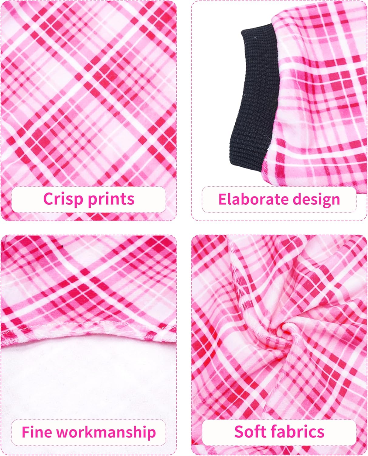 PET SHOW 4 Pack Small Dog Pajamas Cute Paw Bone Clothes for Medium Dogs Soft Stretchy PJs Plaid Jumpsuit Puppy Cats Floral Fruits Onesies Outfits with Sleeve Pets Dachshund Costume(S, Pink for Girls)