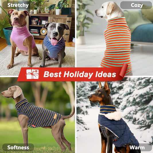 KYEESE 2Pack Dog Sweater Soft Dog Sweaters for Medium Dogs Boy Stretchy Large Pet Sweater Turtleneck Dogs Clothes Pullover Pets Sweatshirt Warm Pet Coats