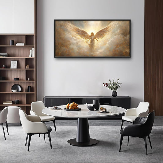 Large Angel Wall Art for Living Room, Framed Oversized Angel Wing Wall Decor Fantasy Sky Clouds Canvas Painting Modern Artwork for Living Room Bathroom Bedroom Office Dining Room 60"x30"
