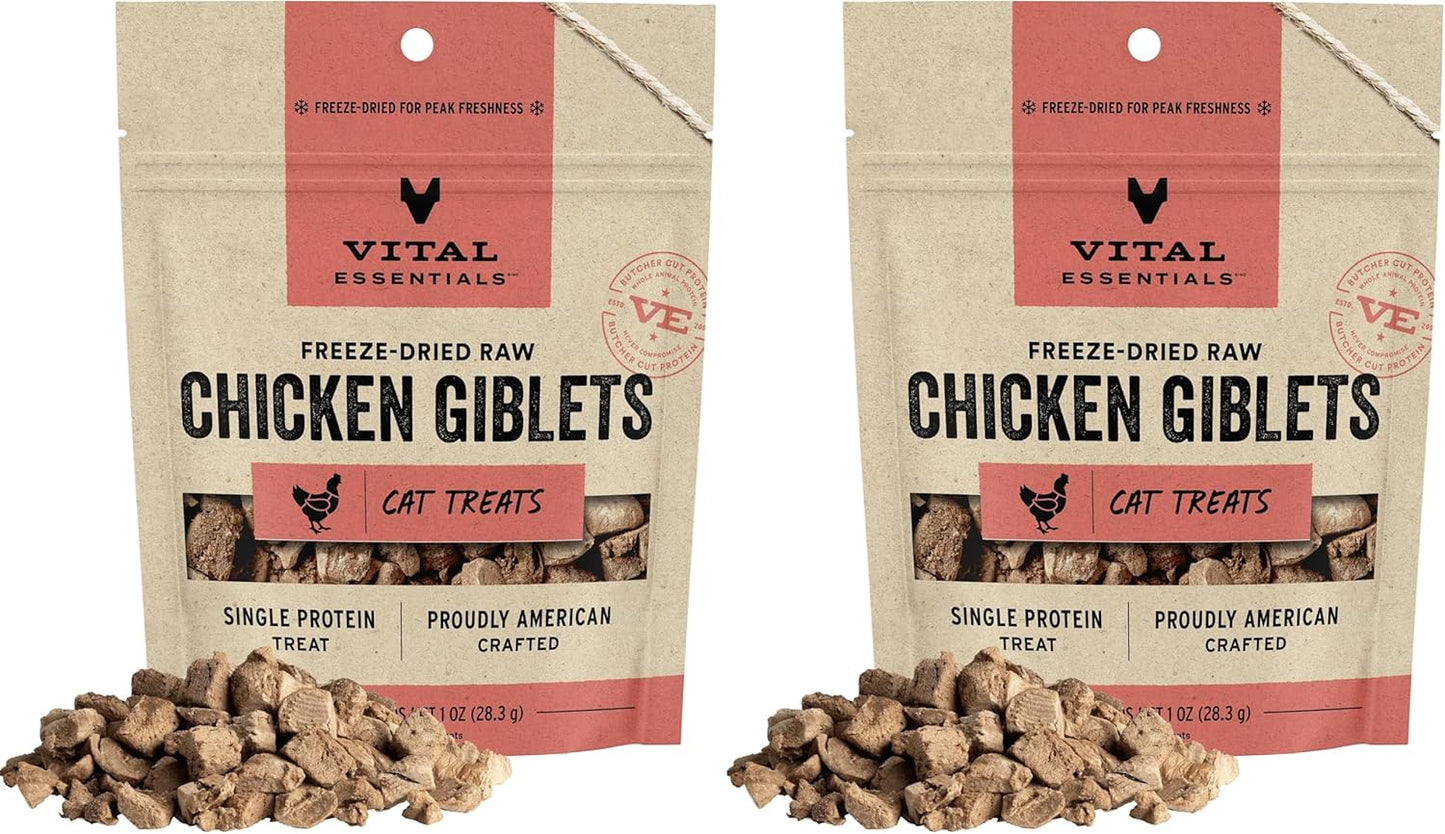 Vital Essentials Freeze Dried Raw Cat Treats, Chicken Giblets, 1 oz (Pack of 2)