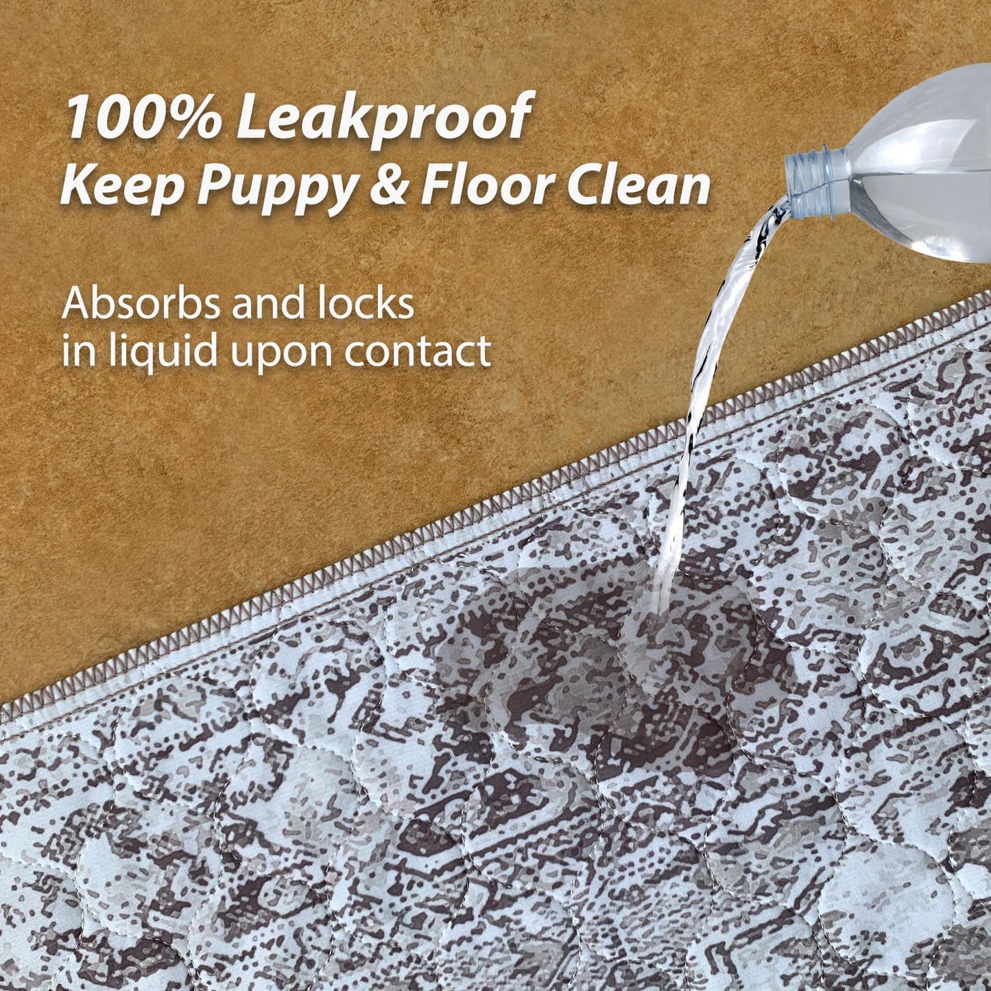 nunubaby Washable Pee Pads for Dogs, Stylish, Non-Slip and Leak-Proof Pee Pads. Reusable Potty Pads for Dogs for Crates and Floors.(Brown/Geo, 31" x36")