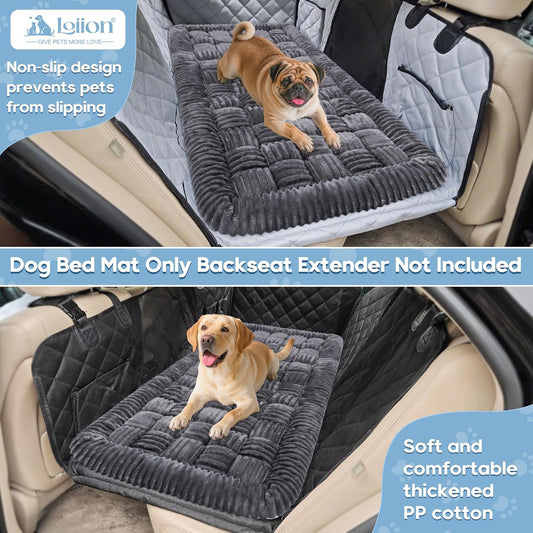 Dog Car Bed Mat, Non-Slip Backseat Extender Pet Blanket, Plaid Dog Bed for SUVs, Sedans & Trucks, Chew-Resistant Travel Pad for Dogs, Easy Clean & Scratch-Proof & Comfort (50"×24.6") Gray
