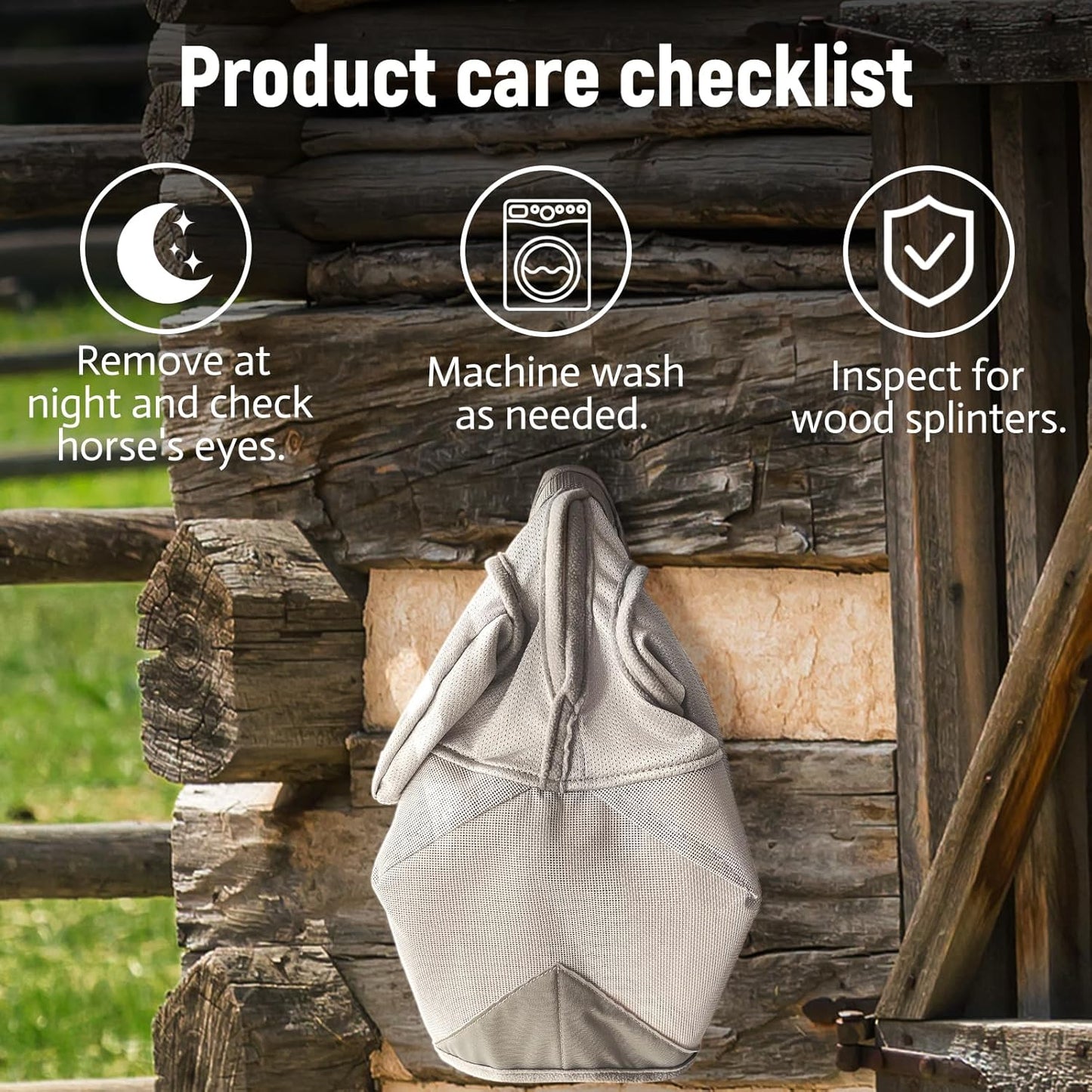 Horse Fly Mask, Adjustable Fly Masks for Horses with Ears, UV Protection from Insect Pests Comfort Mesh Without Nose Average Size Horses Accessories(Large)