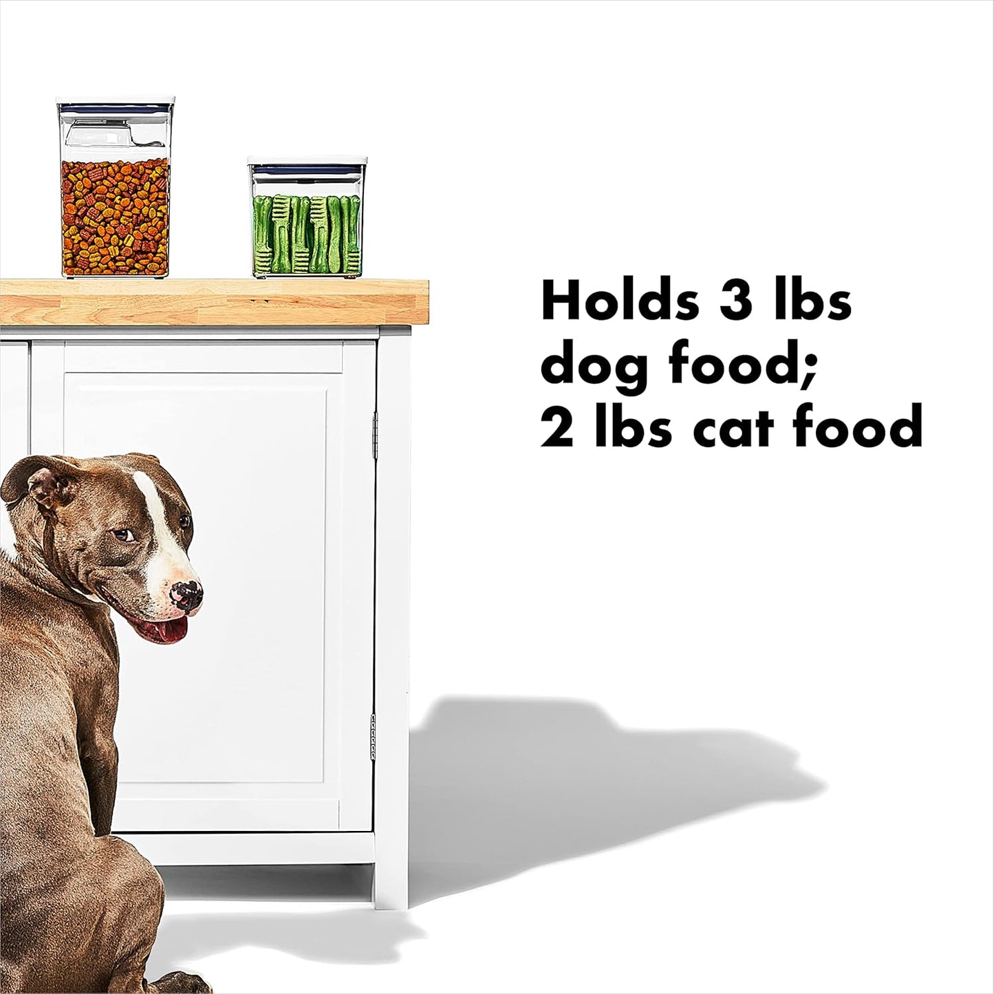 OXO Good Grips Pet POP Container – 2.8 Qt/2.6 L |Ideal for up to 3lbs of Dog Food or 2lbs of Cat Food | Airtight Storage Container | BPA Free (Pack of 8)