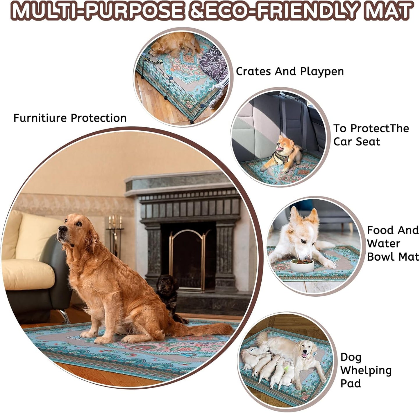 Washable Pee Pads for Dogs, 36"x36" 2 Pack Reusable Puppy Pads Pet Training Pads, Super Absorbent, 100% Waterproof Dog Pee Pads, Whelping, Housebreaking, Incontinence, for Playpen