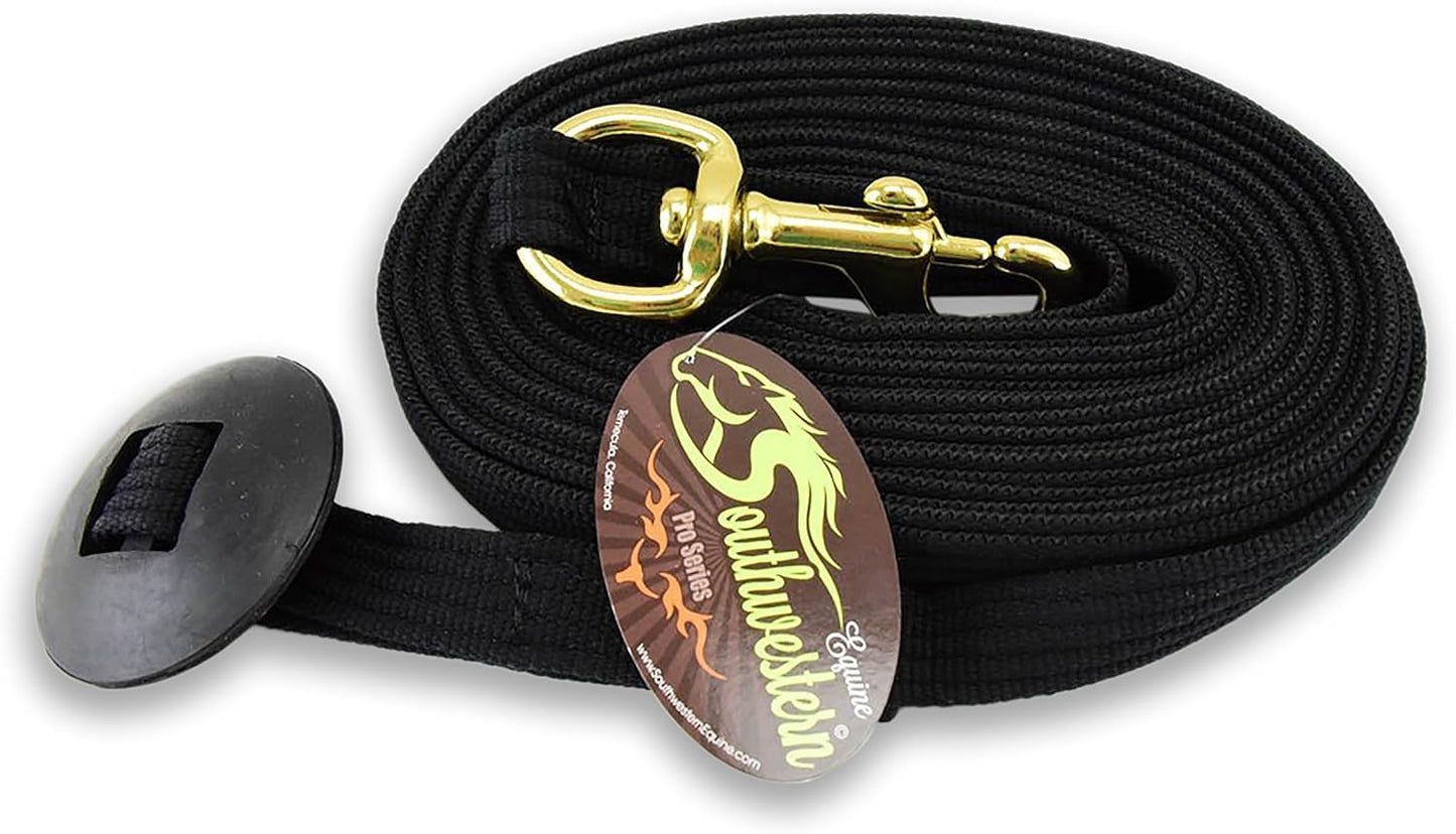 Southwestern Equine Lunge Line for Horses Cotton Horse Lunge Line with Bolt Snap & Rubber Stop (Black, 24')