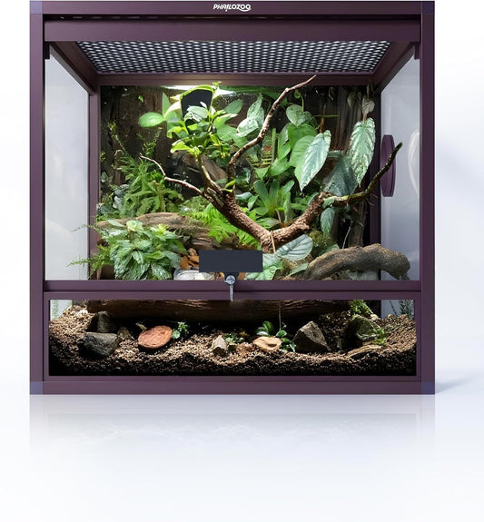 MagicCube 18'' x 18'' x 18'' Reptile Tank with Lock, 24 Gallon Reptile Terrarium with Flip-Up Tempered Glass Door, Top Screen Ventilation for Leopard Gecko - Bottom Not Leakproof