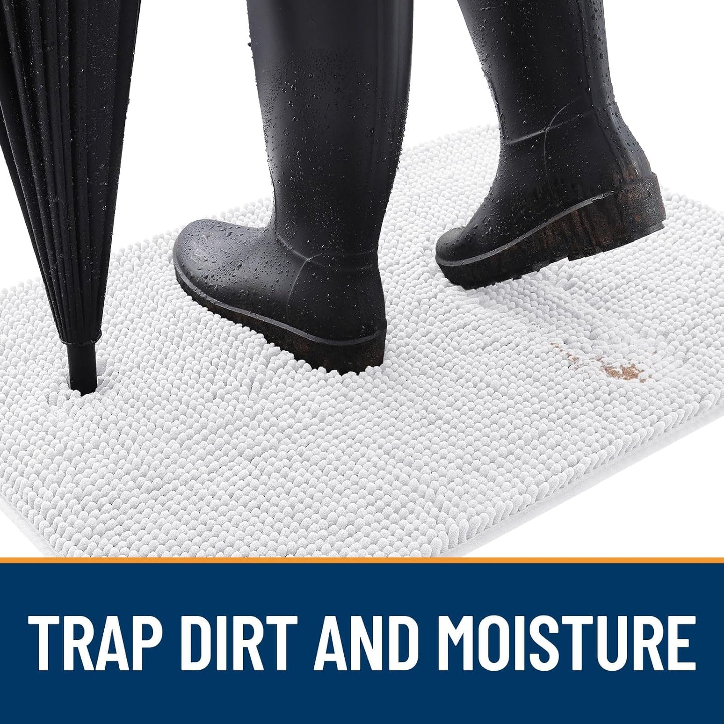 OLANLY Dog Door Mat for Muddy Paws 34x21, Absorbs Moisture and Dirt, Absorbent Non-Slip Washable Doormat, Quick Dry Chenille Mud Mat for Dogs, Entry Indoor Entryway Carpet for Inside Floor, White