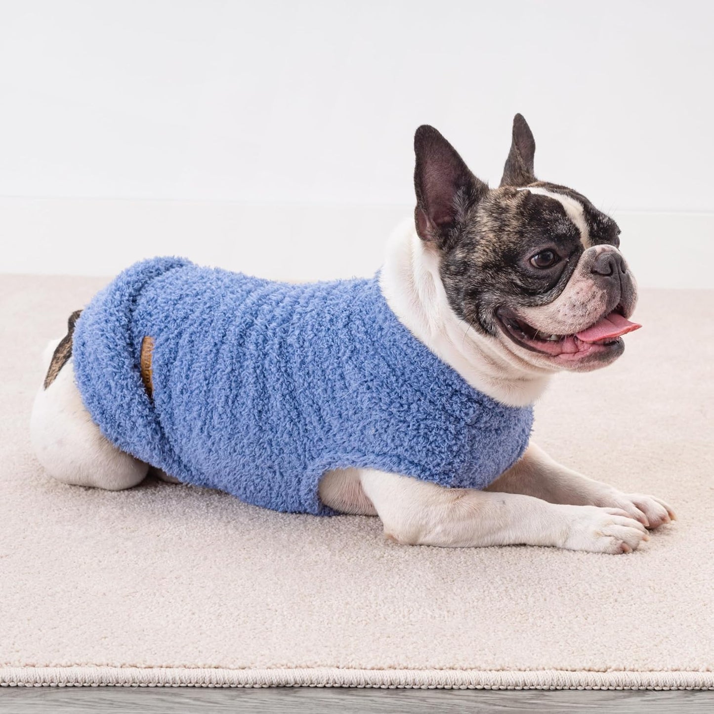 Fitwarm 2 Pack Striped Fleece Dog Sweater, Warm Winter Clothes for Small Dogs Boy Girl, Fuzzy Pet Outfit, Sky Blue, Olive Green, Small