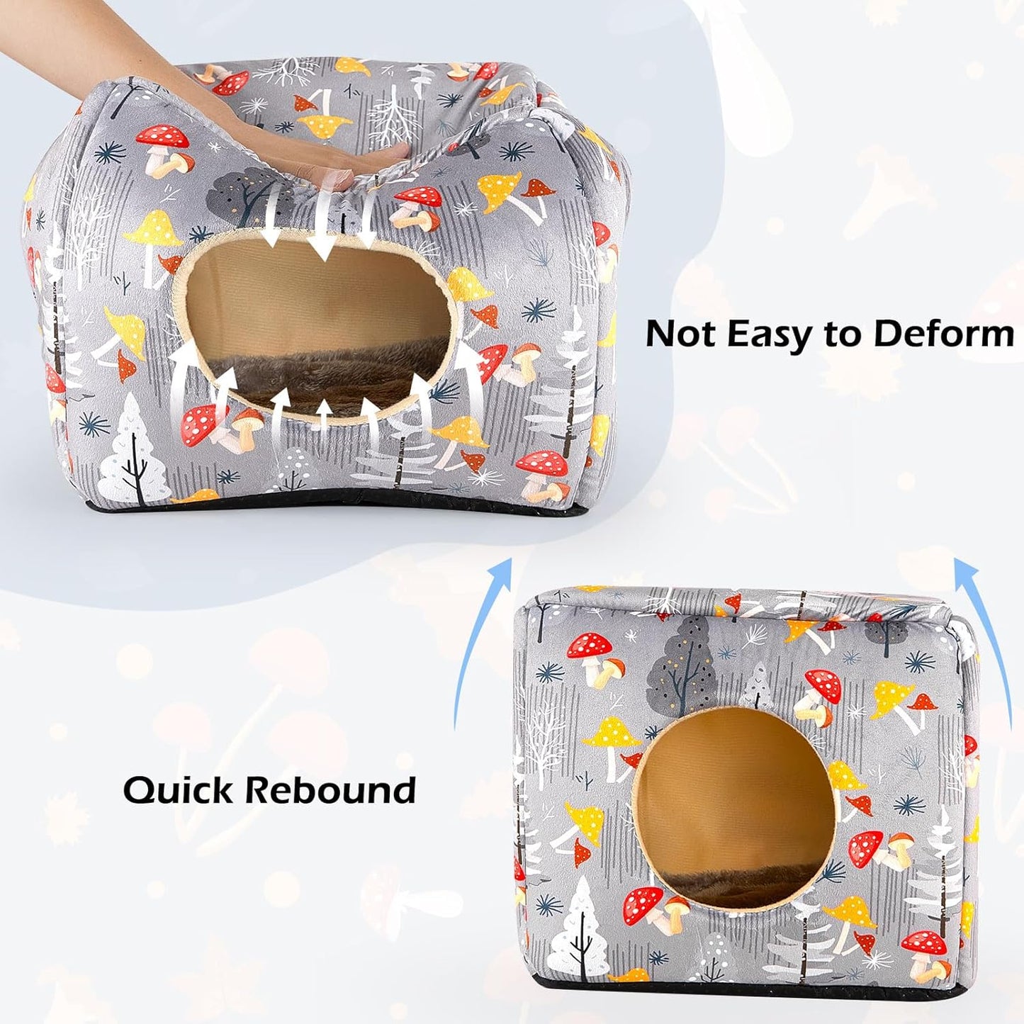 Bienbee Guinea Pig Hideout, Washable Guinea Pigs House Cozy Guinea Pigs Bed for Small Pet Bunny/Rabbit/Hamster/Chinchilla Guinea Pig Accessories Mushroom