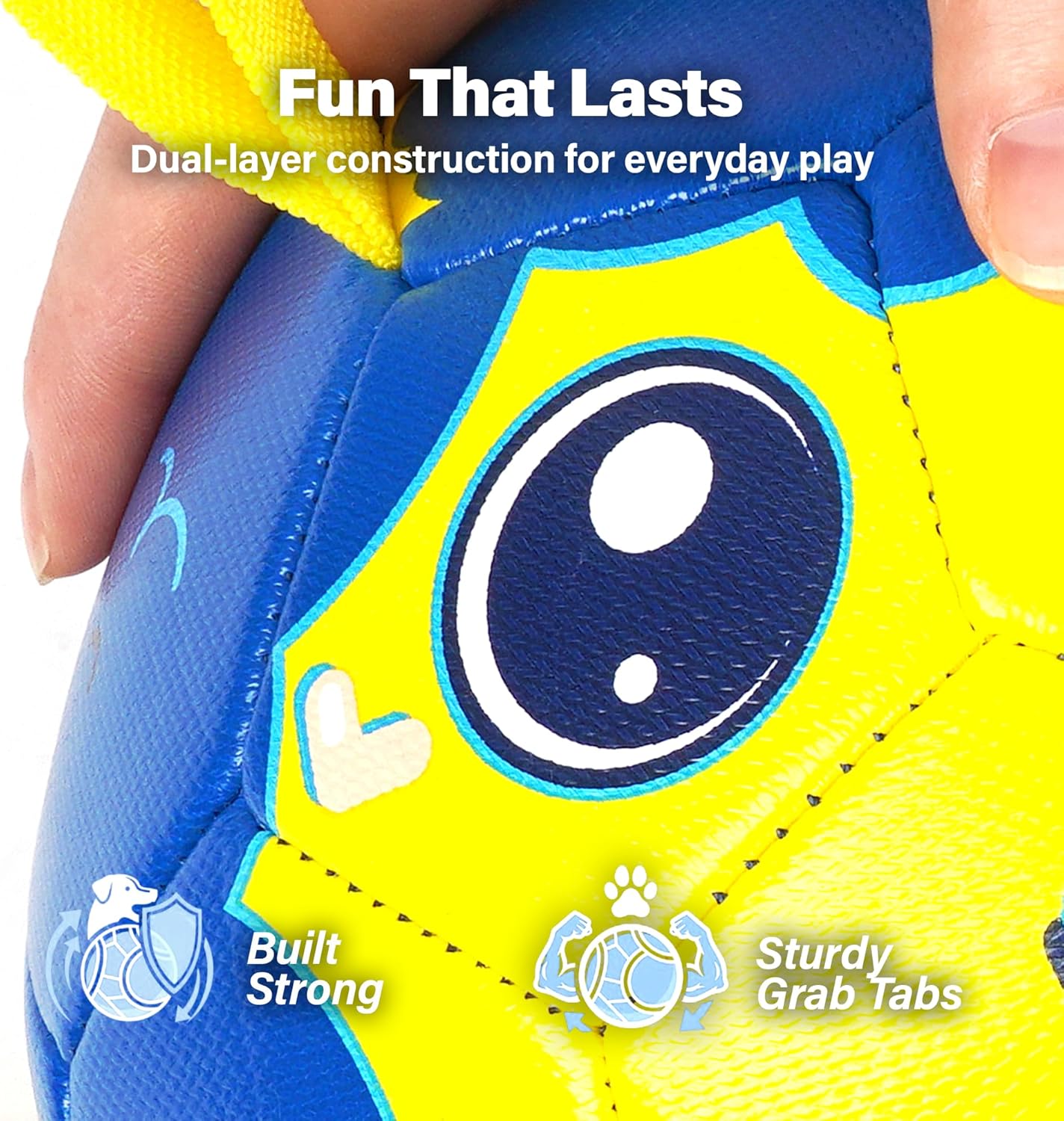 Race&Herd 8" Jolly Soccer Ball for Dogs - Tough Durable Dog Ball Toy with Straps, Pet Bouncy Herding Balls for Dogs, Floating Dog Balls with Tags for Water Fetch (BaaBaaBall, BaaBaa Sheep)