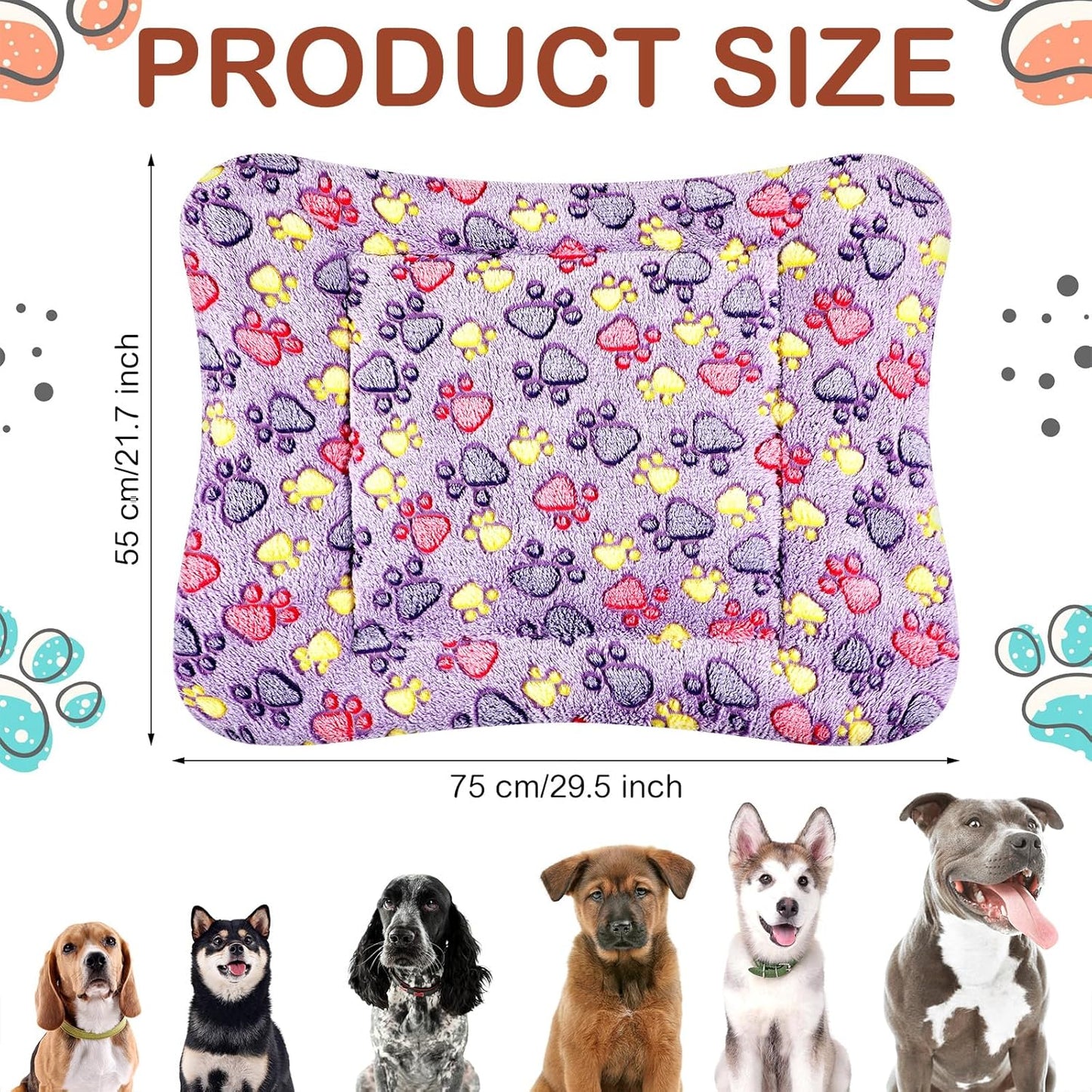 Tuanse 4 Pack Ultra Soft Dog Cat Bed Mat with Cute Prints Reversible Fleece Dog Crate Kennel Pad Cozy Washable Thickened Hamster Guinea Pig Pet Bed Mat for Small Animals(30 x 22 Inches,Vivid Color)
