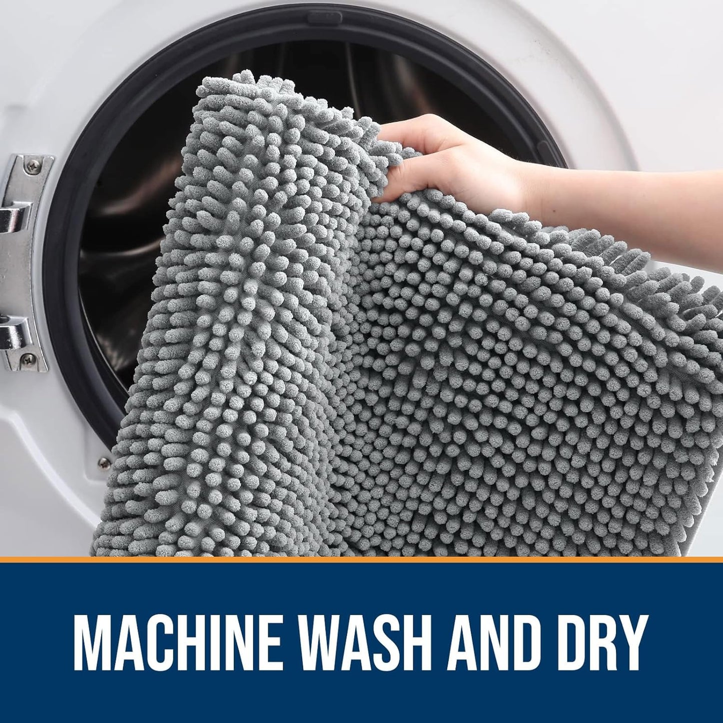 OLANLY Dog Door Mat for Muddy Paws 59x32, Absorbs Moisture and Dirt, Absorbent Non-Slip Washable Doormat, Quick Dry Chenille Mud Mat for Dogs, Entry Indoor Entryway Carpet for Inside Floor, Grey