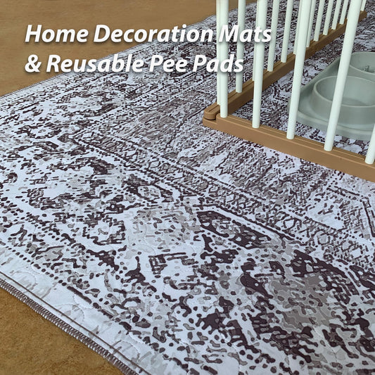 nunubaby 2PACK Washable Pee Pads for Dogs, Stylish, Non-Slip and Leak-Proof Pee Pads. Reusable Potty Pads for Dogs for Crates and Floors.(Brown/Geo, 72" x72")