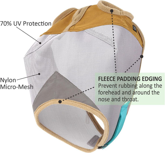 Fly Masks for Horses, 70% Uv-Block, Breathable Fly Mask for Equines, Durable, Comfortable Fit for All-Day Protection, Horse Size (Horse Fly Mask, Standard)