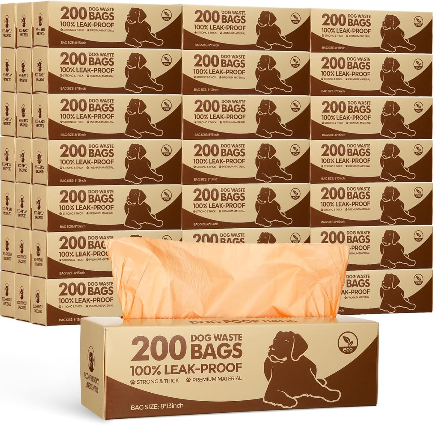 Sherr 20 Boxed Rolls 4000 Counts Dog Poop Bags Bulk Leak Proof Dog Waste Bags Universal Pet Doggy Waste Poop Box for Puppy Pets Outdoor Walking and Travel, 20 Rolls of 200(Orange)