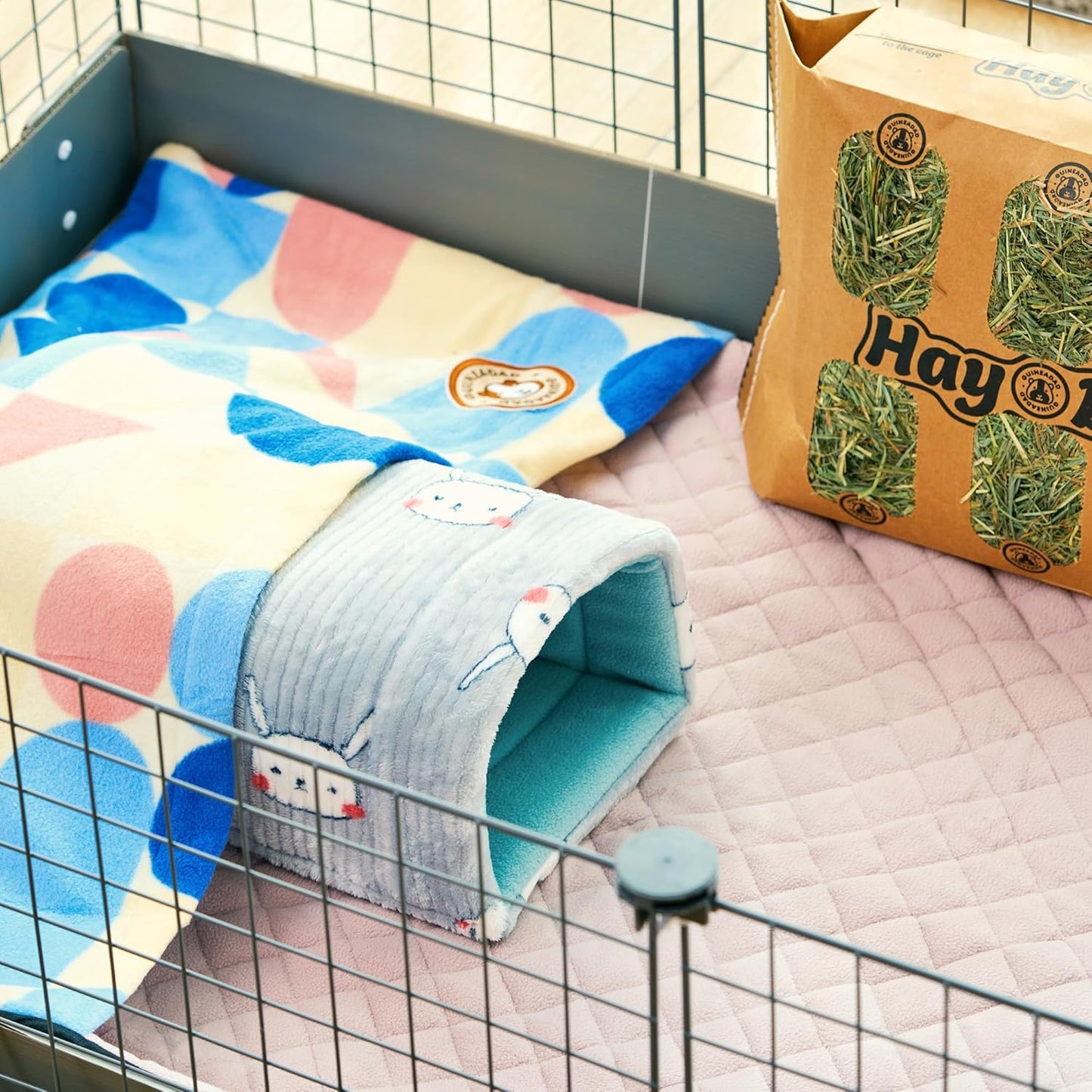 GuineaDad Premium Liner – Fleece Guinea Pig Cage Liner – Ultra-Plush Reusable Fleece Bedding with Waterproof Bottom – (Rainy Day)