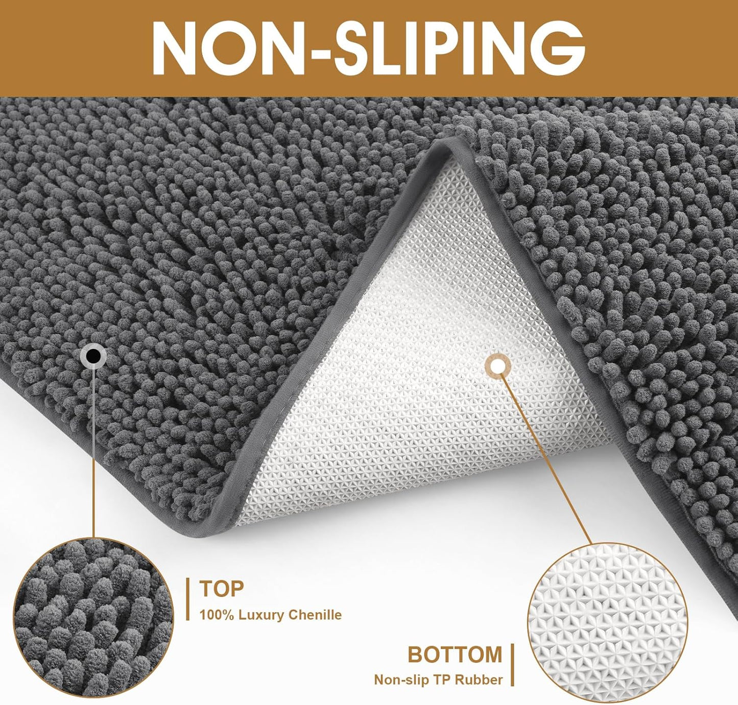 2 Pieces Muddy Door Mats for Dogs, Chenille Absorbent Pet Mats, Quick Dry, Trap Dirt Non Slip Heavy Indoor Doormat Soft Dog Bed Mat Front Inside Door Mat for Indoor Outdoor Entrance,Grey