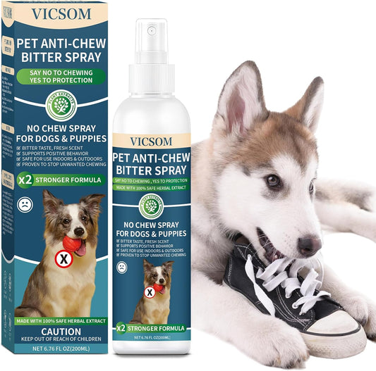 No Chew Spray for Dogs, Bitter Apple Spray for Dogs Stop Chewing Furniture, Shoes, Prevent Licking Bandages, No Alcohol & Trace, Safe Dog Training & Behavior Aids Spray, 6.76 FL Oz, Indoor & Outdoor