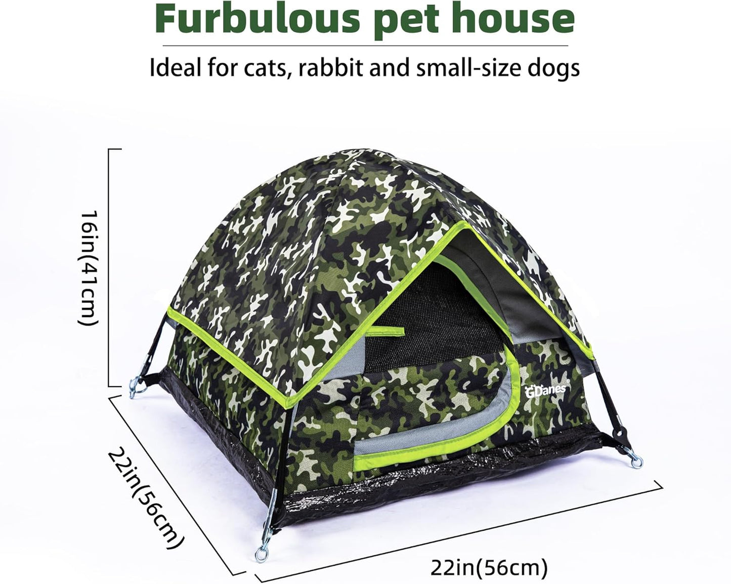 GDanes Camouflage Cat Tent, Portable Pet Cat House with Soft Pad, Cat Cave, Dog House for Small Medium Dogs and Rabbits