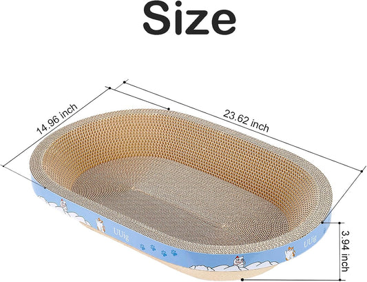 Cat Scratcher, 2pcs-23.6x14.9 inches Large Cat Scratching Board, Cardboard Cat Scratchers for Indoor Cats, Oval Cat Scratch Pad Bed with Catnip