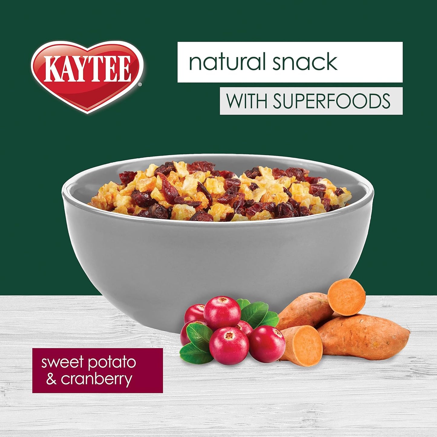 Kaytee Natural Snack with Superfoods for Pet Guinea Pigs, Rabbits, Hamsters, and Other Small Animals, Sweet Potato & Cranberry, 3 Ounces (Pack of 2)