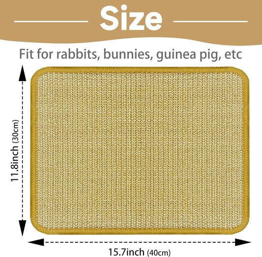DYAUS Bunny Scratch Pads, Natural Sisal Rabbit Scratching Mats for Claws and Teeth Care, Indoor Bunny Chew Toys Bunny Bed for Biting Sleeping Nesting (3PCS, 16x12in)