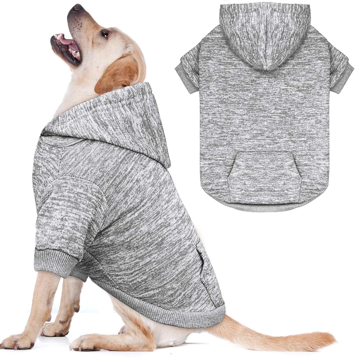 Dog Sweaters for Large Dogs Dog Hoodie Fleece Dog Sweater Soft Dog Clothes Sweatshirt with Pocket Dog Hoodie for Large Dogs(Grey&L)
