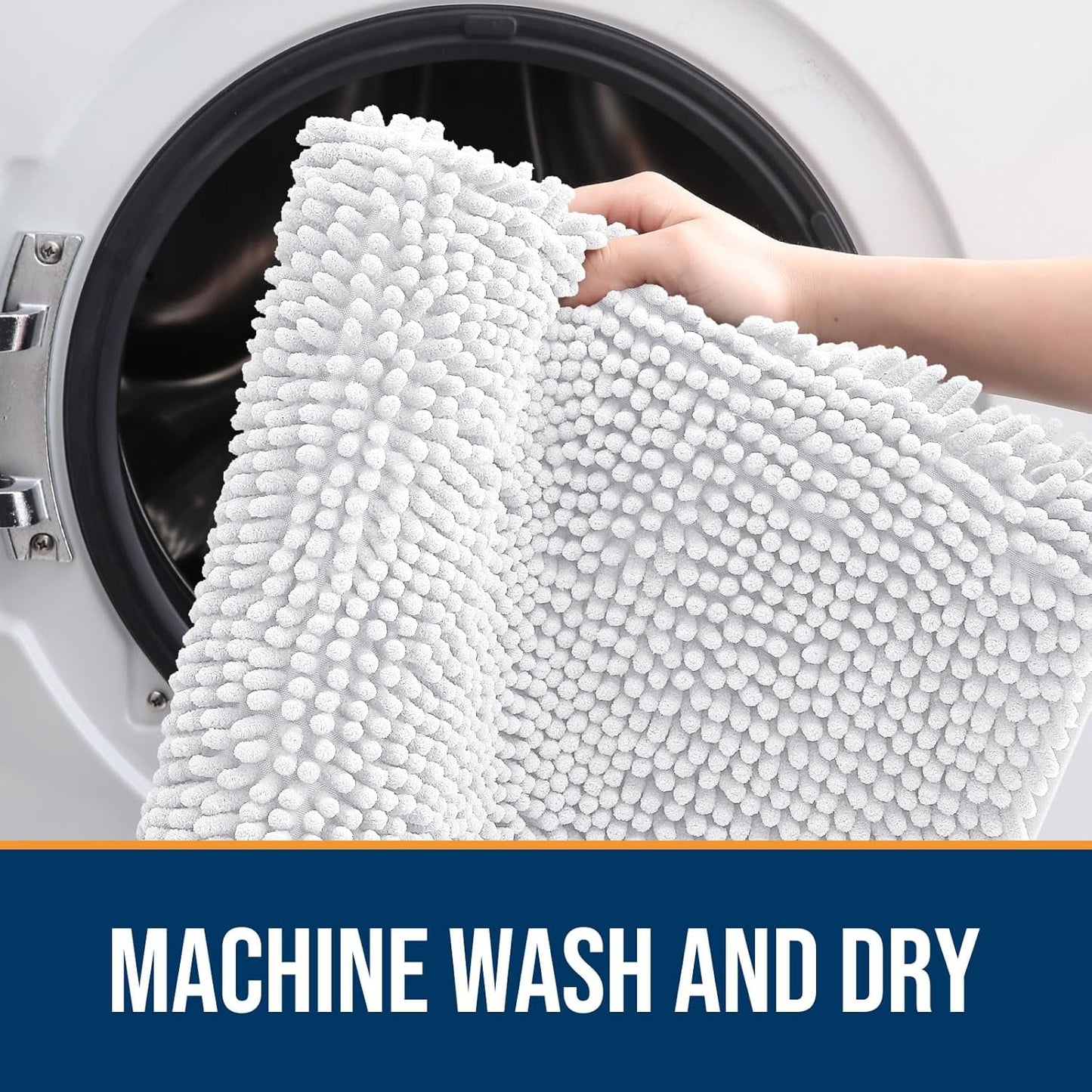 OLANLY Dog Door Mat for Muddy Paws 47x32, Absorbs Moisture and Dirt, Absorbent Non-Slip Washable Doormat, Quick Dry Chenille Mud Mat for Dogs, Entry Indoor Entryway Carpet for Inside Floor, White