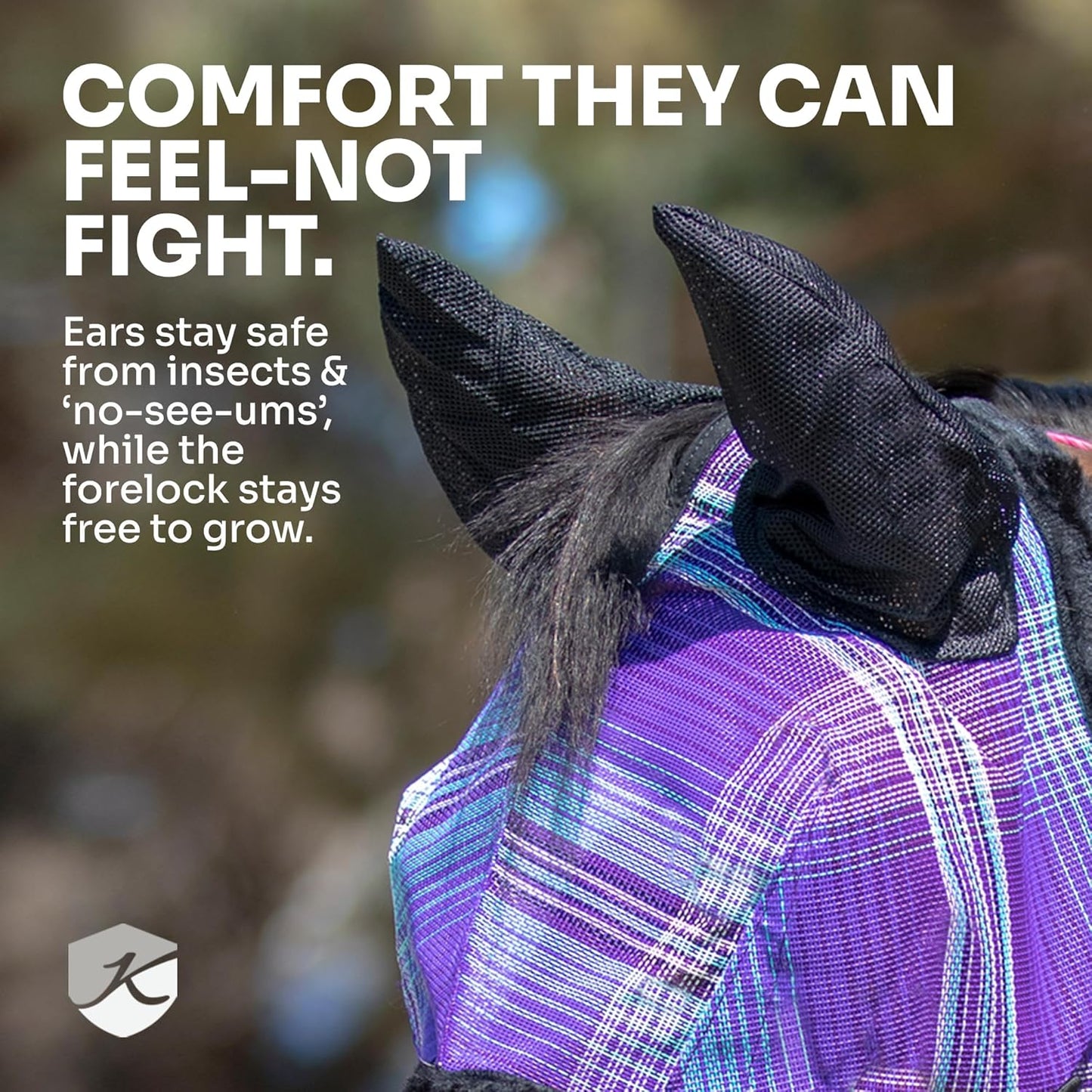 Kensington Signature Fly Mask w/Web Trim, Soft Mesh Ears & Forelock Opening Size: M-Small Horse Color: 2017 - Lavender Mint