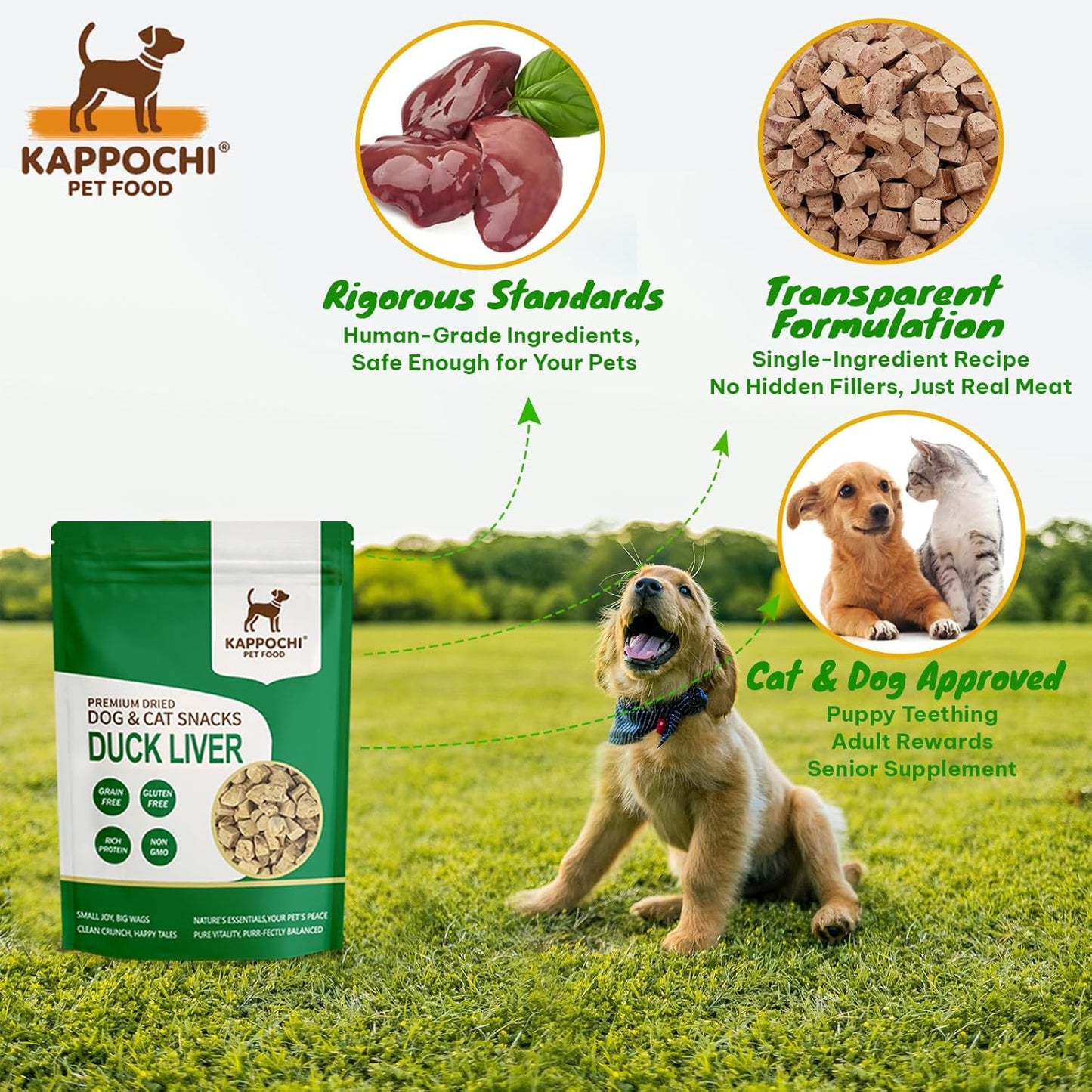 Freeze-Dried Duck Liver Dog Treats, 3.5oz(100.0g), High Protein Training Treats, Single Ingredient, Natural & Raw, No Additives, Grain Free, Gluten Free