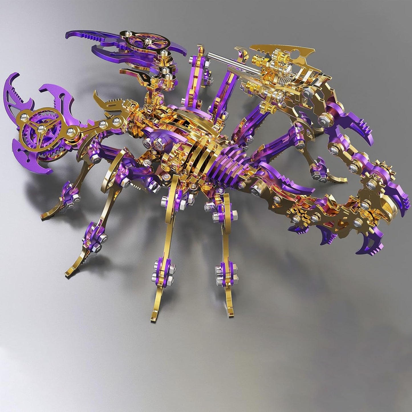 Scorpion 3D Metal Puzzles Kits for Adults Teens – 454 Pcs – Mechanical Assembly Models – 4 Hours to Build – Ideal for Gifts and Decorations (Gold Purple)