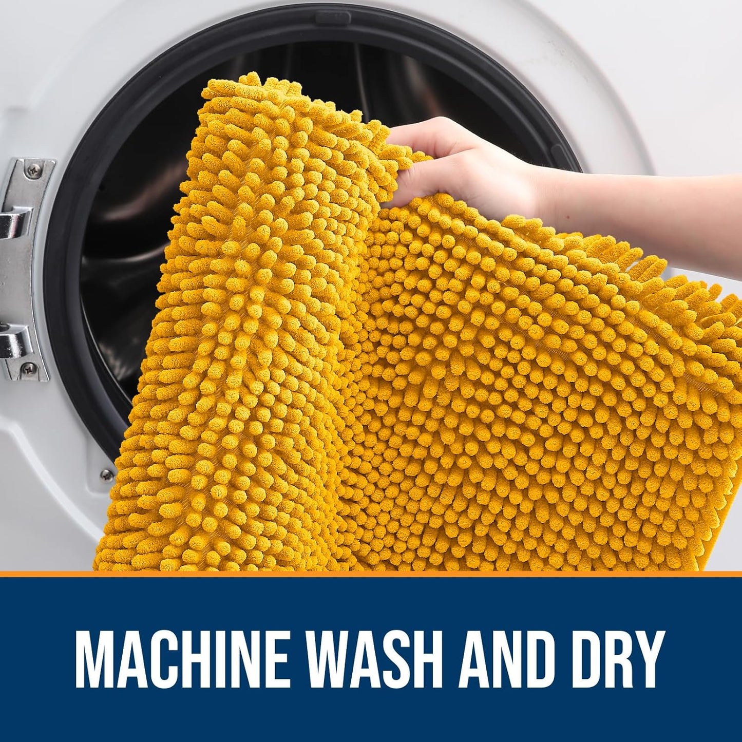 OLANLY Dog Door Mat for Muddy Paws 24x16, Absorbs Moisture and Dirt, Absorbent Non-Slip Washable Doormat, Quick Dry Chenille Mud Mat, Entry Indoor Entryway Carpet for Inside Floor, Golden Yellow