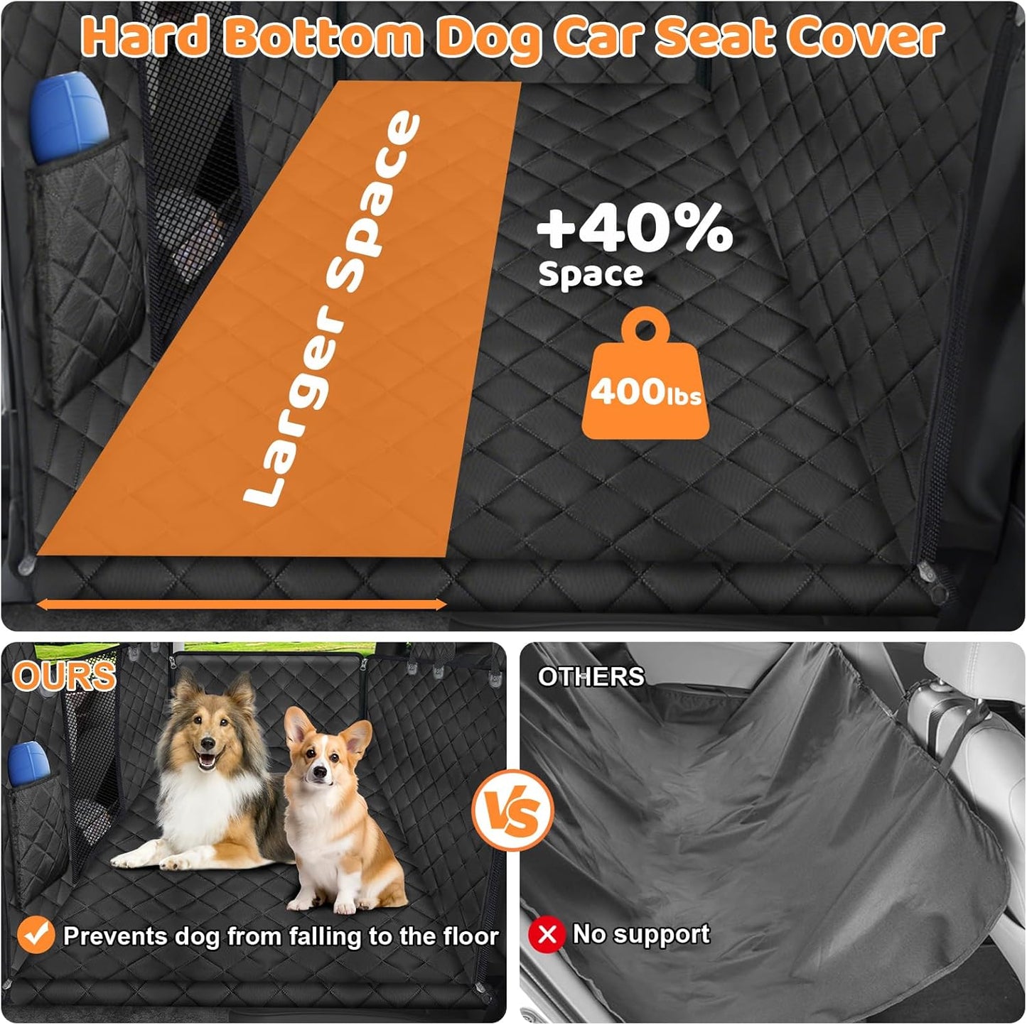 URPOWER Dog Back Seat Extender for Tesla Model Y, Hard Bottom Dog Car Seat Cover Holds 400 lbs, Waterproof Dogs Hammock for Car Pet Backseat & Door Protector Dogs Car Bed for Model Y 2025-2020