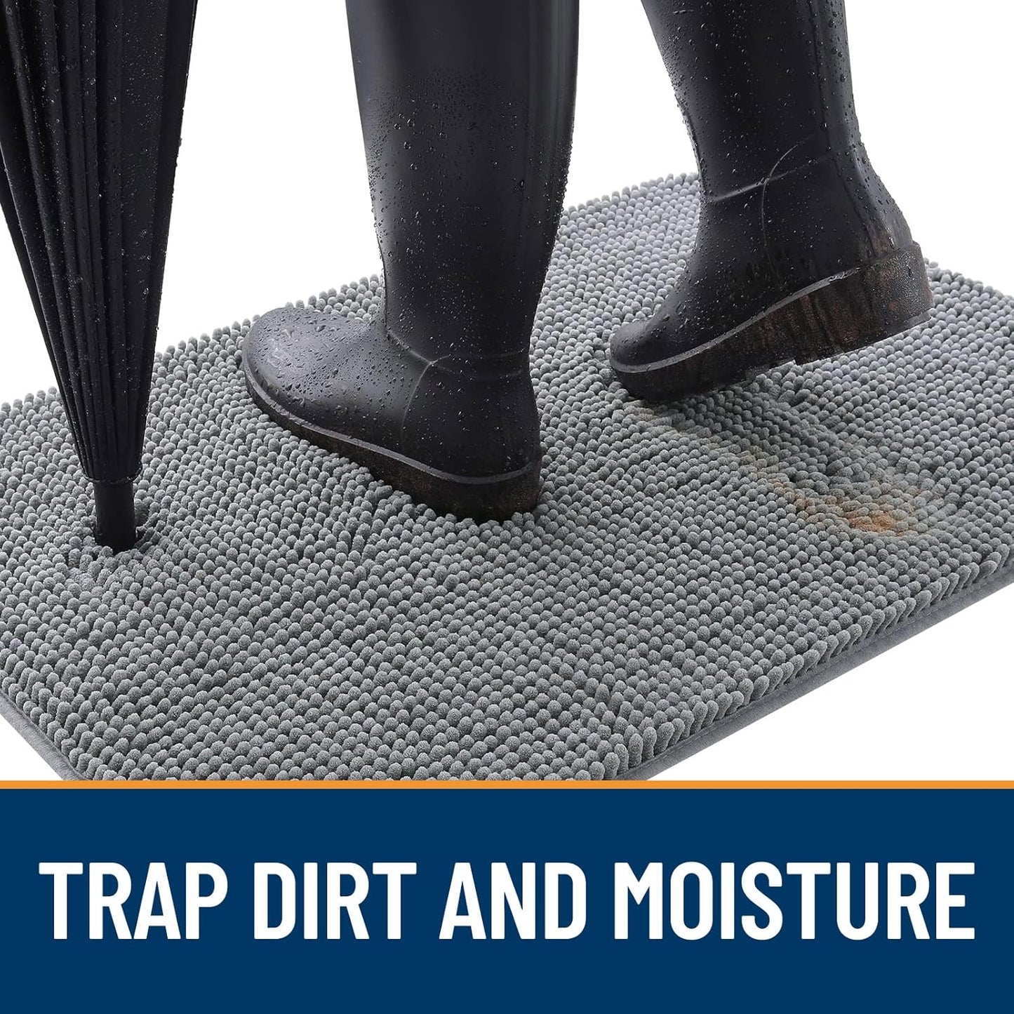 OLANLY Dog Door Mat for Muddy Paws 44x32, Absorbs Moisture and Dirt, Absorbent Non-Slip Washable Doormat, Quick Dry Chenille Mud Mat for Dogs, Entry Indoor Entryway Carpet for Inside Floor, Grey