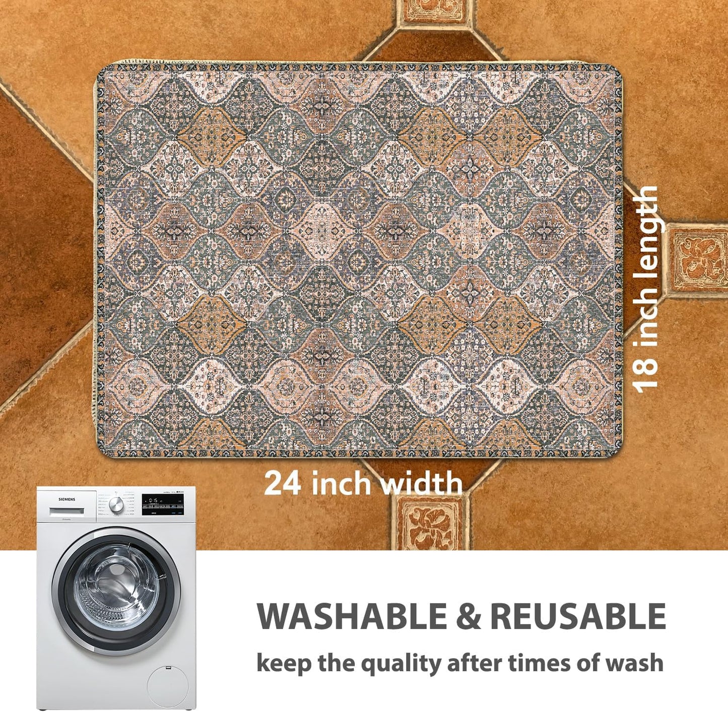 nunubaby Washable Pee Pads for Dogs, Stylish, Non-Slip and Leak-Proof Pee Pads. Reusable Potty Pads for Dogs for Crates and Floors.(Brown/Multi, 18" x24")