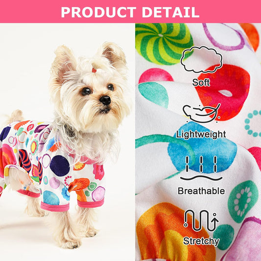 Dog Pajamas Pjs Summer Fall Dog Clothes for Small Dogs Girl - Boy - Medium Size Dogs, Soft Stretchy Puppy Clothes Doggie Onesies Cat Pet Jammies Outfit Floral