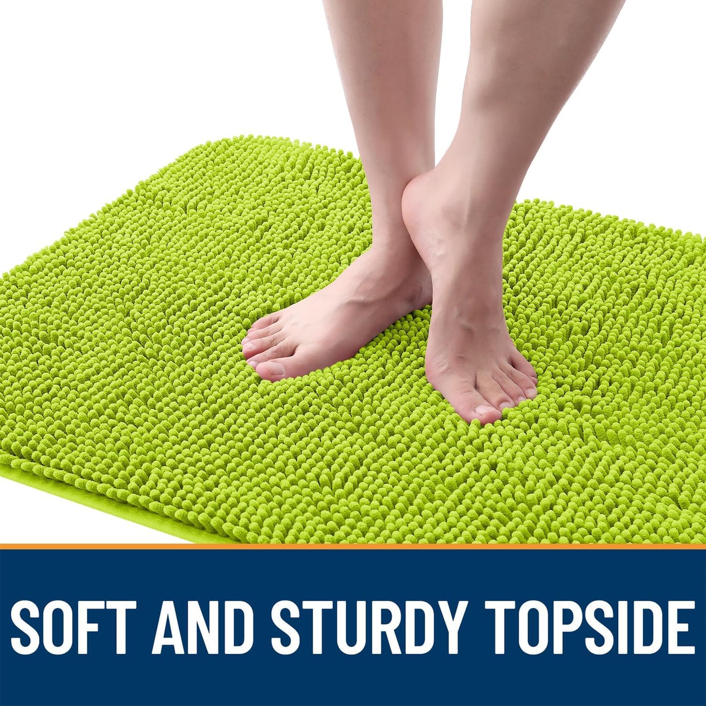 OLANLY Dog Door Mat for Muddy Paws 24x16, Absorbs Moisture and Dirt, Absorbent Non-Slip Washable Doormat, Quick Dry Chenille Mud Mat, Entry Indoor Entryway Carpet for Inside Floor, Bright Green