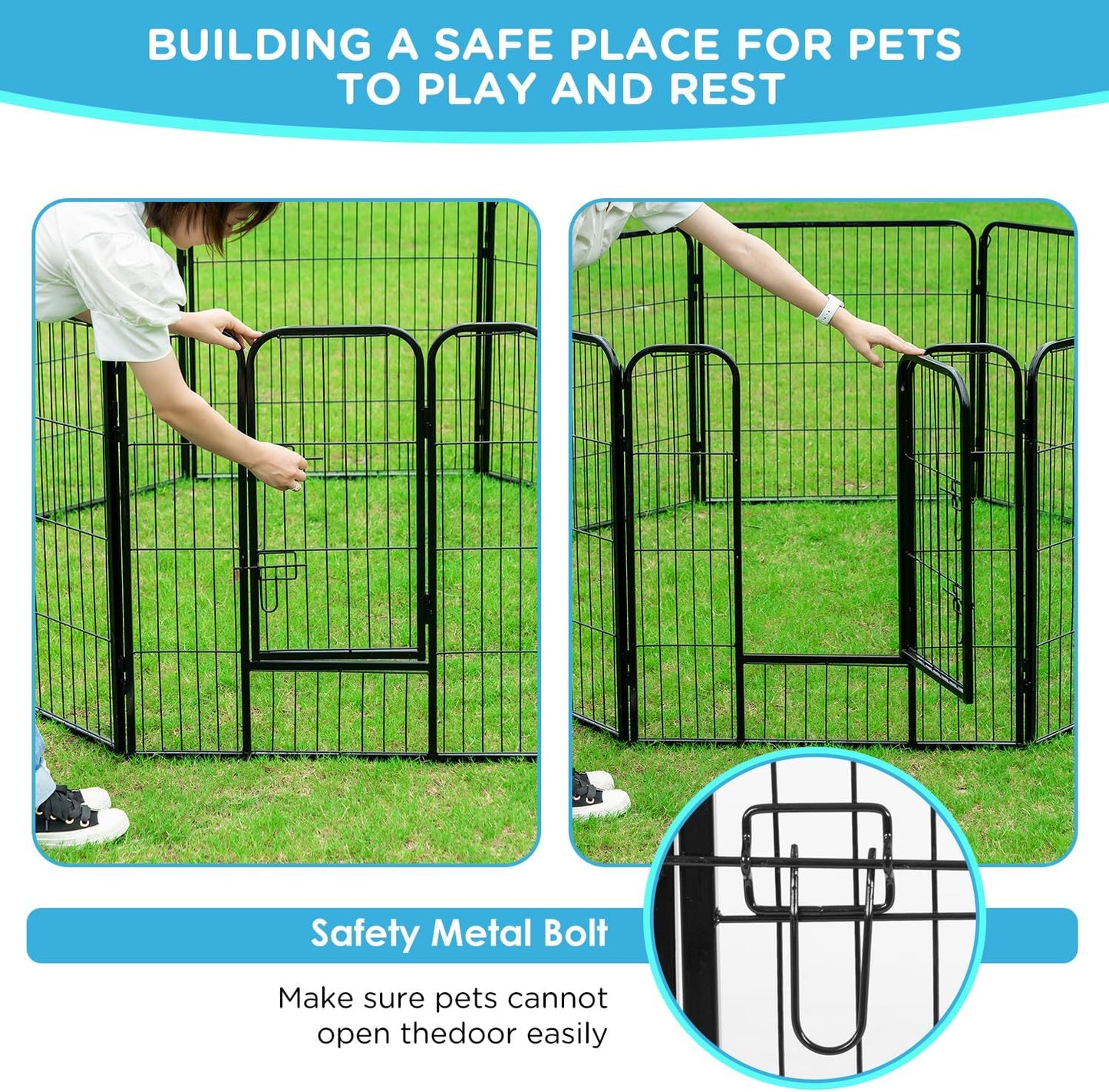 BestPet | Dog Playpen | 32 Inch, 6 Panels | Heavy Duty Metal Pet Exercise Pen | Indoor Outdoor Fence Panels | Rust-Resistant, Removable, Tool-Free Setup | Anti-Skid, Expandable Design