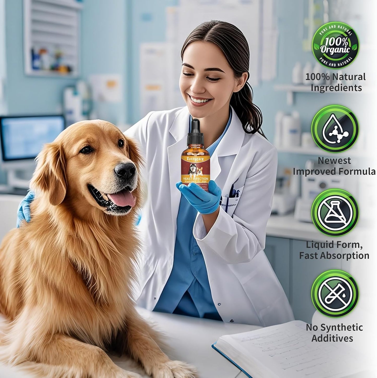 2pack Natural Yeast Infection Treatment for Dogs, Dog Ear Infection Treatment & Dog Yeast Infection Treatment, Ear Infection Treatment for Dogs Help Supports Allergy, Itch & Inflammation Relief