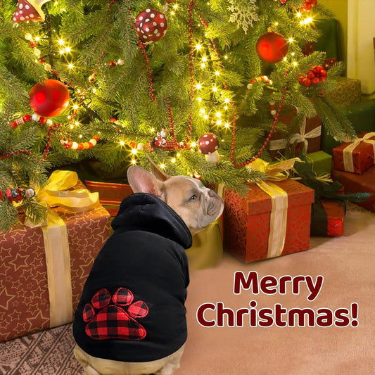 SAWMONG Dog Hoodie,Flannel Pet Hooded Sweater with Hat Puppy Pullover Sweater Shirt,Dog (Black,S)