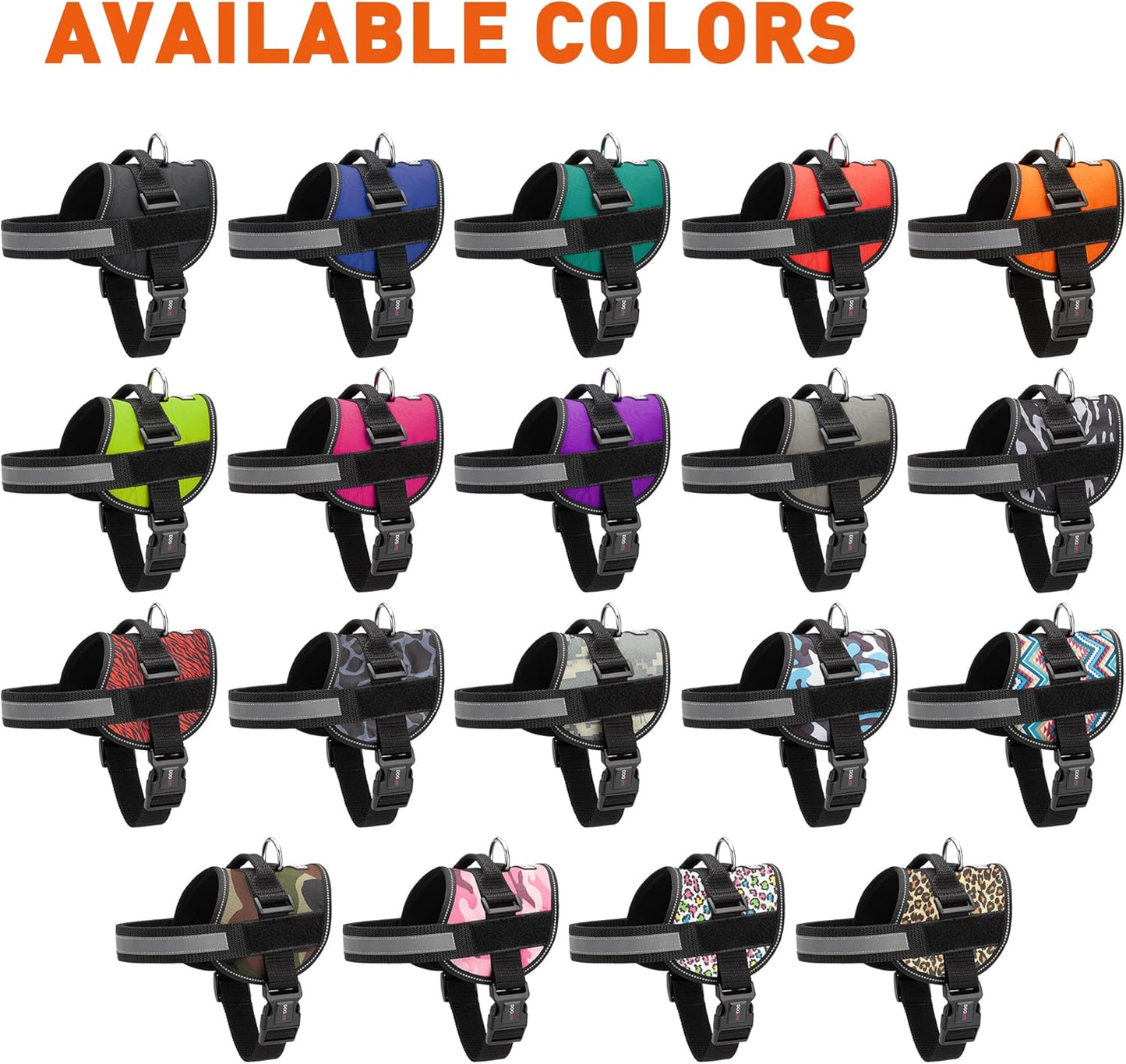 Dogline Dog Harness, Reflective No-Pull Adjustable Vest with Handle for Walking, Training, Breathable, No - Choke Harness for Small, Medium or Large Dogs Room for Patches Girraffe Grey L 27"-34"