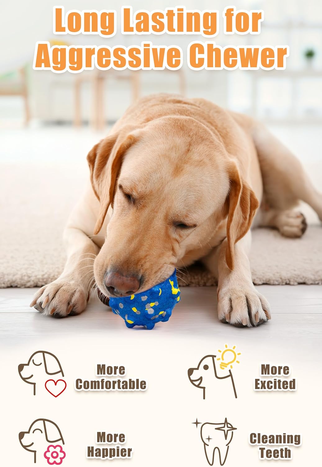 Dog Tennis Balls for Aggressive Chewers, Indestructible Durable Bouncy Interactive Toy for Dogs Fetch Game Lightweight Floating Outdoor Training(4Pcs Small)