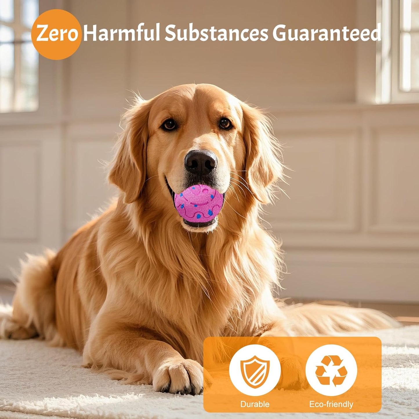 Dog Balls: Interactive Dog Ball, Self-Moving Dog Toy with Auto-Rolling & Bouncing, E-TPU Material, IP54 Waterproof, Motion-Activated, for Small/Medium/Large Dogs (Pink)