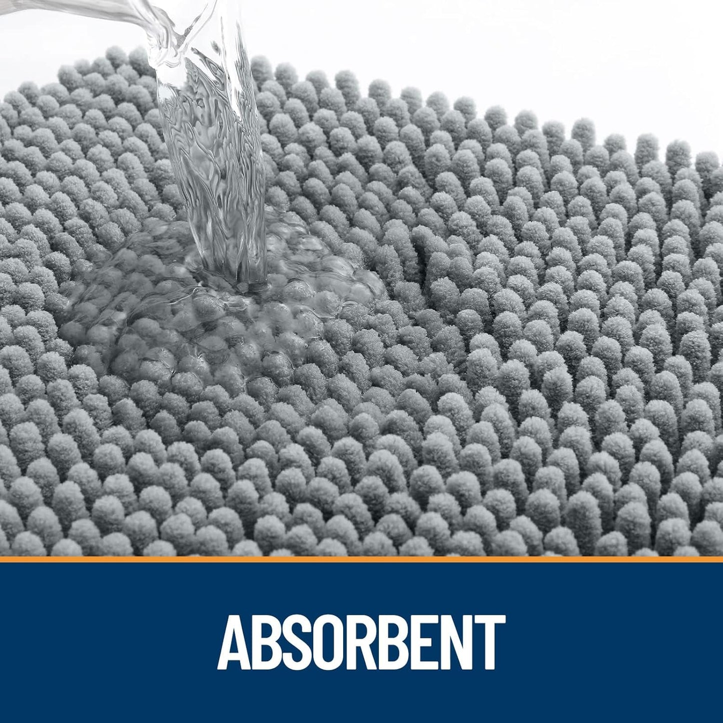 OLANLY Door Mat for Muddy Dog Paws 44x24, Ultra Absorbent Chenille Mud Doormat with Paw Print Design, Non-Slip Washable Doormat for Indoor Entryway, Quick-Dry Pet Bed Mats for Dirty Dogs, Grey