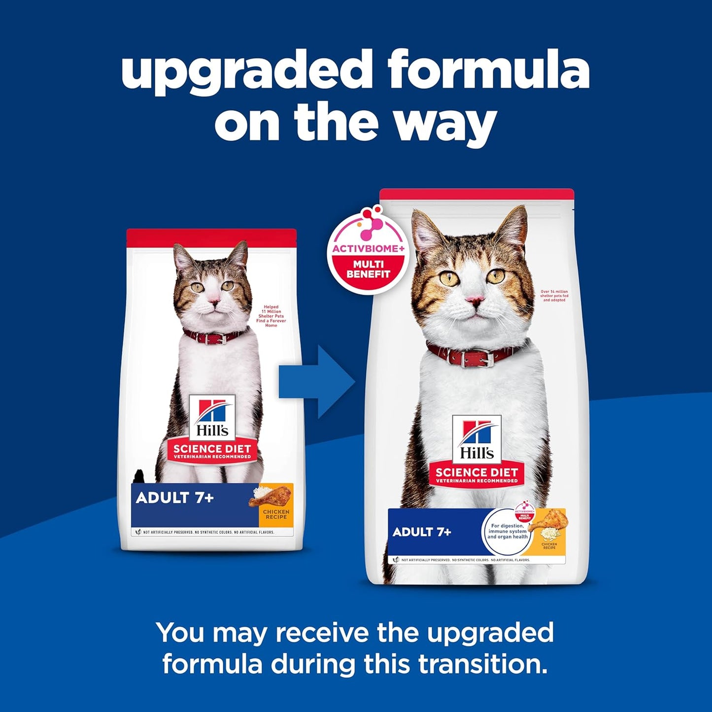 Hill's Science Diet Adult 7+, Senior Adult 7+ Premium Nutrition, Dry Cat Food, Chicken Recipe, 7 lb Bag